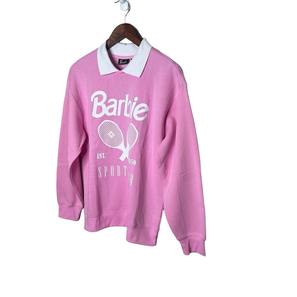 Rare Barbie Graphic Pink Collar Sweatshirt - Picture 4 of 11